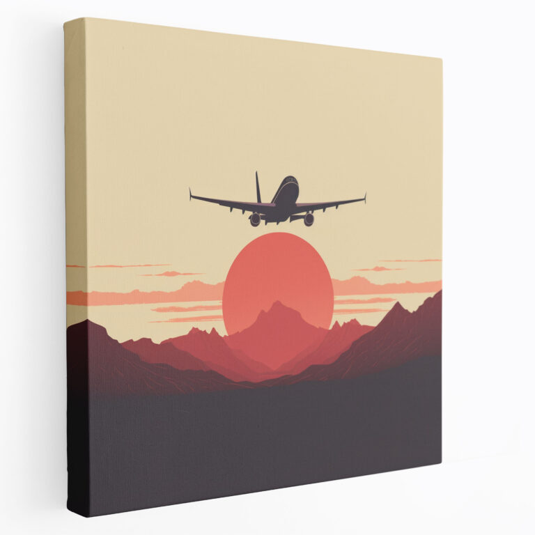 Minimalist Airplane Canvas Print - Graphic Design - Wall Art - Airplane, Striking Backdrop, Minimalist, Wall Art