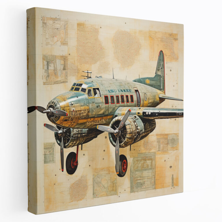 Vintage Airplane Canvas Print - Mixed Media Artwork - Wall Decoration - Airplane, Airplane, Mixed Media Artwork, Vintage