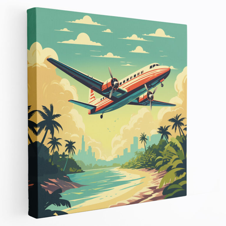 Airplane Wall Decoration - Vintage Travel Poster Canvas Print - Airplane, Canvas Print, Tropical Paradise, Airplane