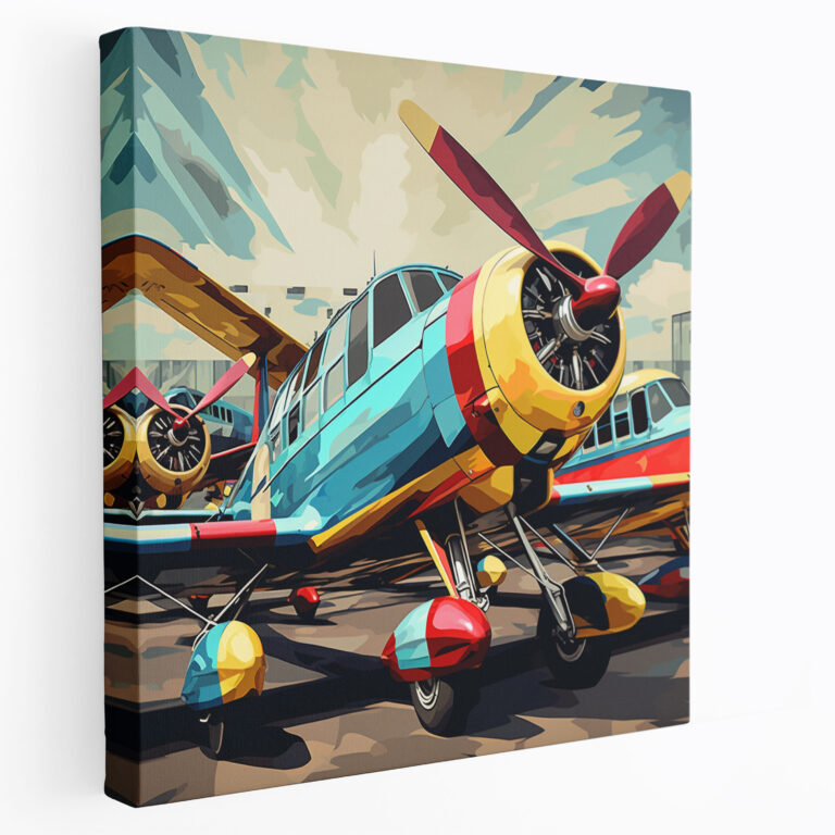 Airplane Canvas Print - Pop Art Style Wall Art - Airplane, Canvas Wall Art, Airplane, Canvas