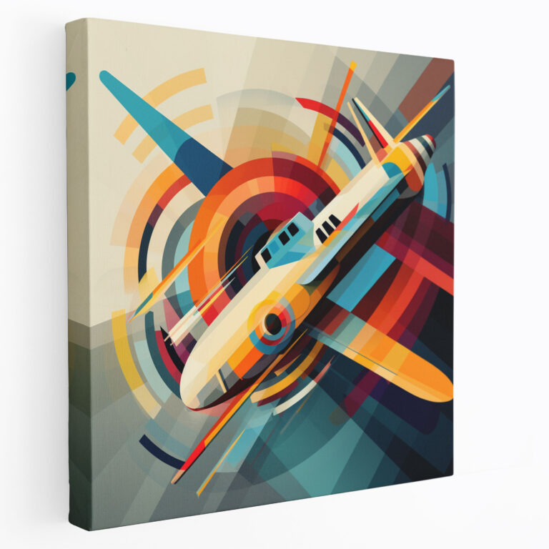 Airplane Canvas Print - Geometric Pattern Wall Decoration - Airplane, Geometric Pattern, Home Decoration, Canvas Wall Art