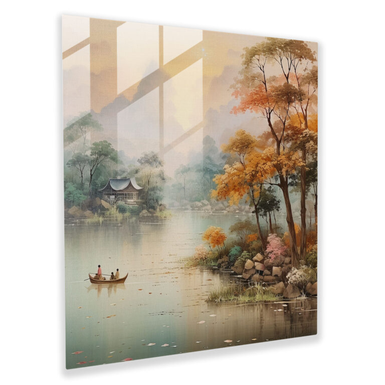 Asian Tranquility Glass Print - Asian, Glass Wall Art, Earthy Tones, Tranquil