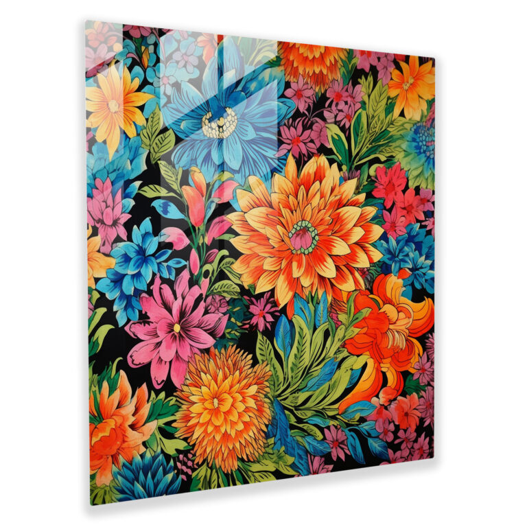 Asian Blossoms Glass Print - Asian, Bursting With Colors, Home Decoration, Wall Decoration