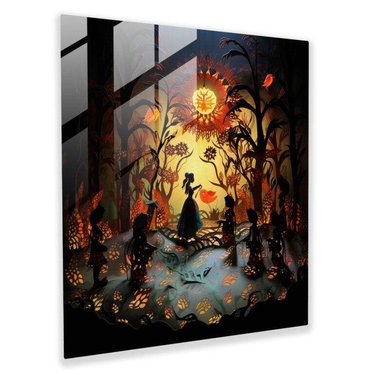 Asian Enchant Glass Print - Asian, Modern Art, Home Decoration, Intricately Designed Puppets