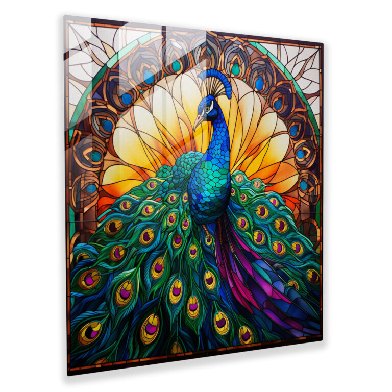 Asian Opulence Glass Print - Asian, Opulence, Geometric Stained Glass Design, Home Decoration