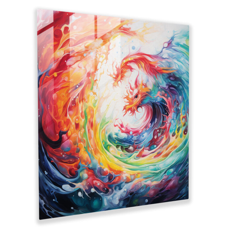 Asian Energy Glass Print - Asian, Energy, Abstract Acrylic Painting, Glass Art