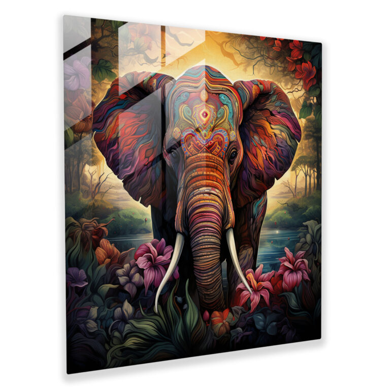 Asian Elephant Glass Print - Asian, Asian Art, Intricate Patterns, Glass Wall Art