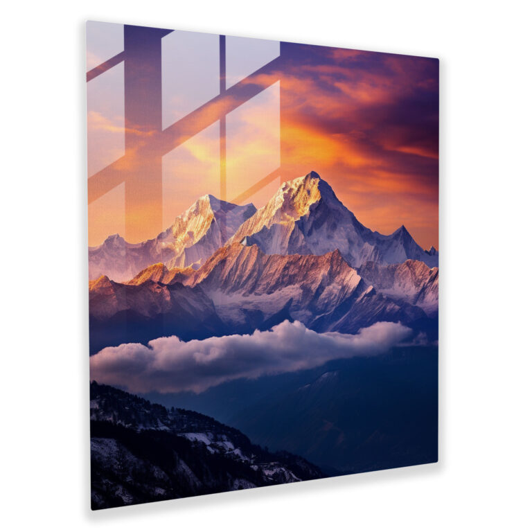 Asian Mountain Range Glass Print - Asian, Grandeur, Mountain Range, Glass Wall Art
