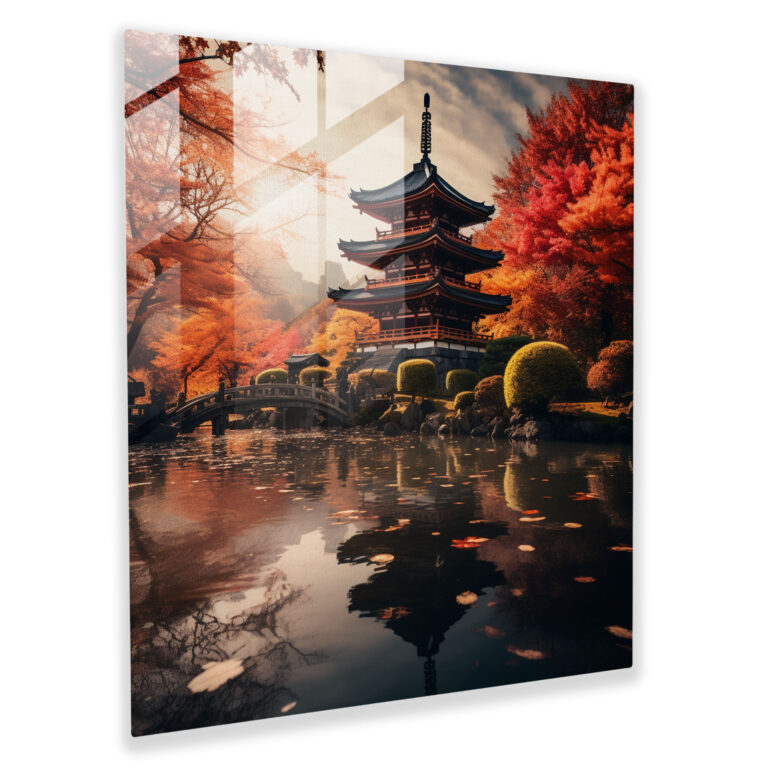 Asian Pagoda Glass Print - Asian, Glass Wall Art, Japanese Pagoda, Asian Architecture