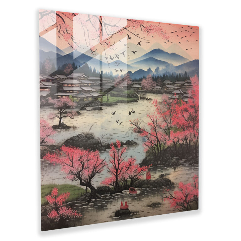 Asian Theme - Japanese Woodblock Print Glass Print - Asian, Glass Wall Art, Wall Decoration, Asian Theme