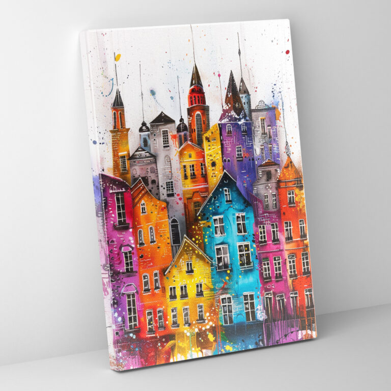 Ashvin Harrison Cityscape Wall Decoration - Ashvin Harrison, Whimsical, Colorful Buildings, Ashvin Harrison