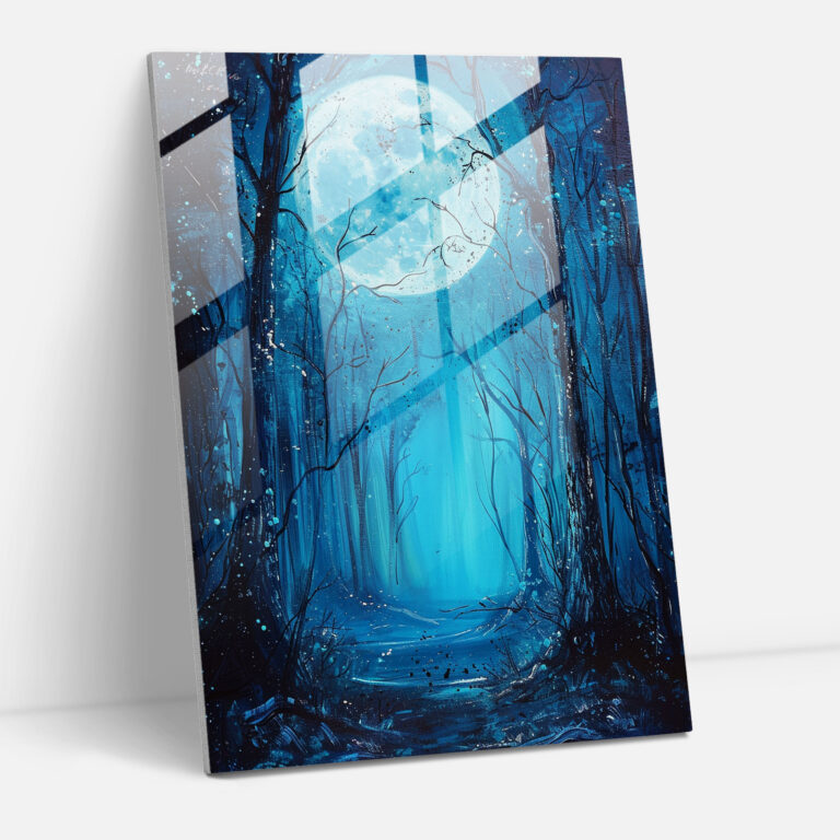 Moonlit Enchantment Glass Wall Art - Ashvin Harrison, Ashvin Harrison, Home Decoration, Moonlit Forest