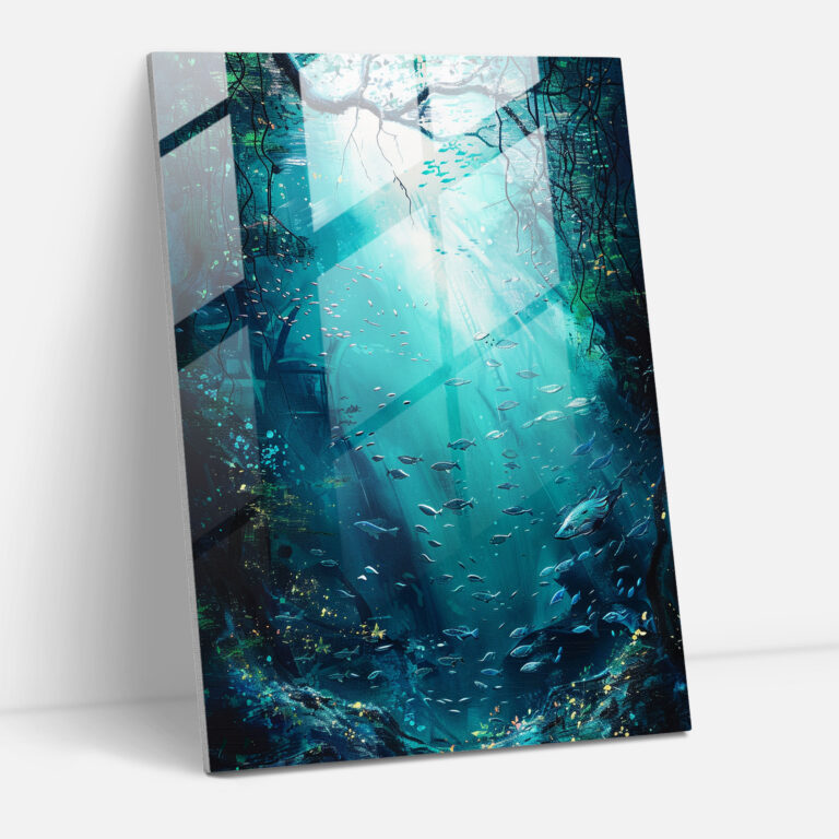 Ashvin Harrison Modern Art: Mystical Underwater Scene - Ashvin Harrison, Ashvin Harrison, Glass Wall Art, Wall Decoration