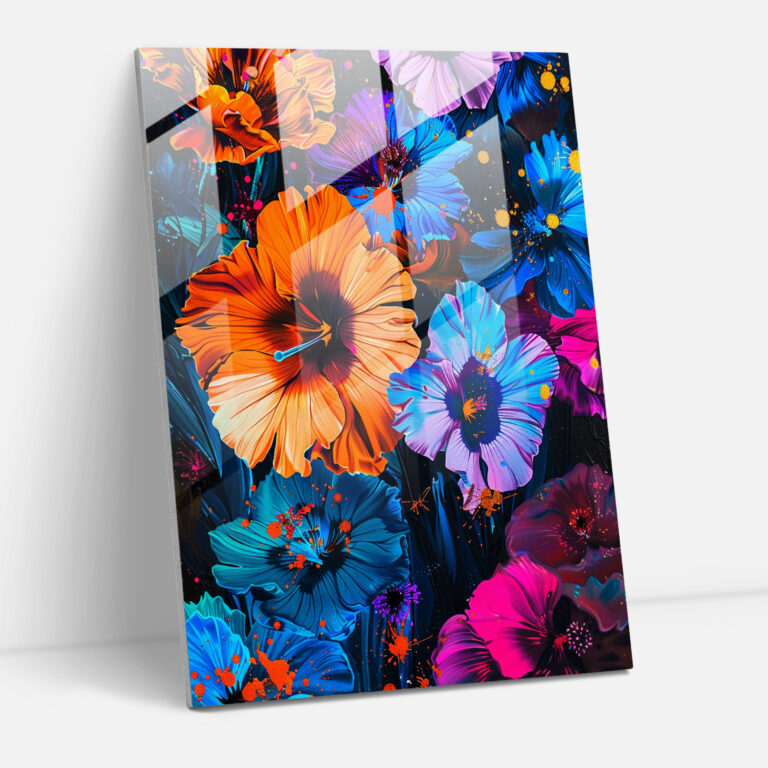 Bold Floral Ashvin Harrison Glass Wall Art - Ashvin Harrison, Glass Art, Glass Print, Modern Art