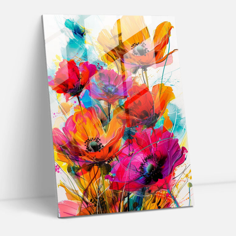 Ashvin Harrison Colorful Flowers Glass Print - Ashvin Harrison, Home Decoration, Ashvin Harrison, Glass Wall Art