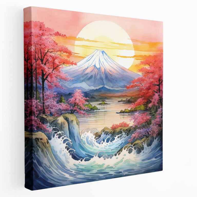 Asian Canvas Print: Mount Fuji Sunset Wall Art - Asian, Canvas Print, Vibrant Sunset, Asian
