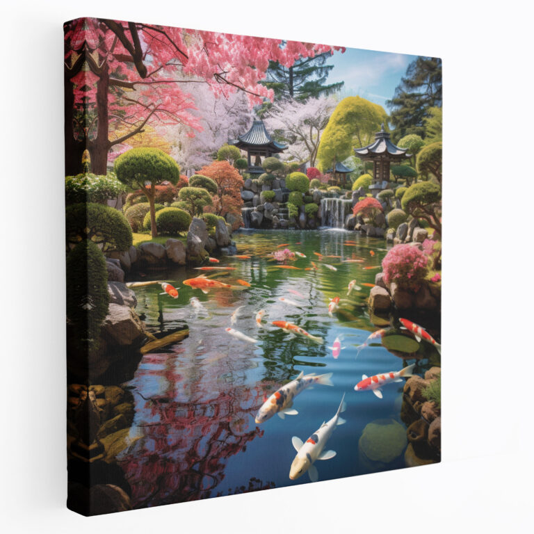 Asian Canvas Print: Japanese Garden Wall Art - Asian, Canvas Print, Canvas, Koi Pond