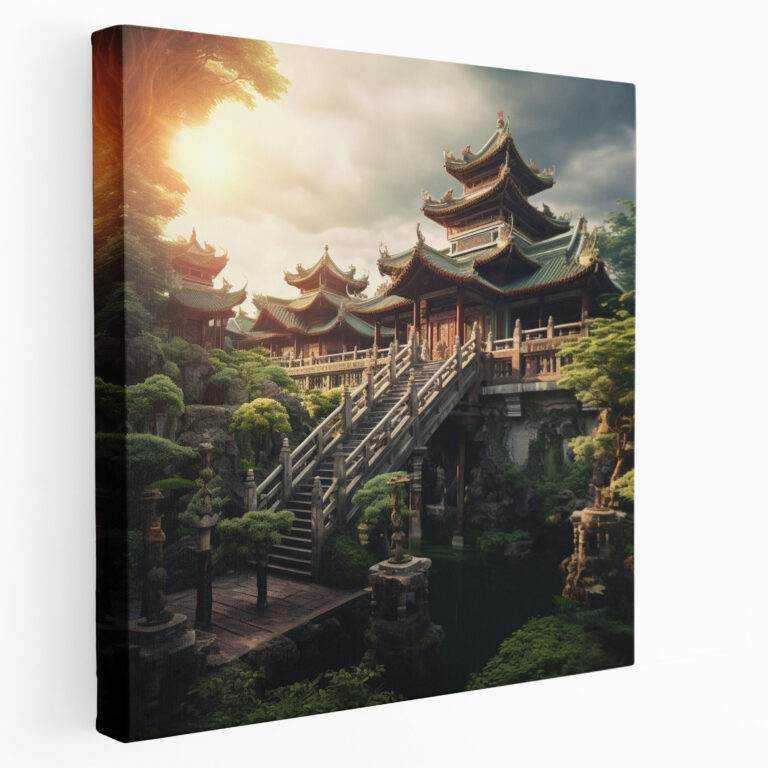Asian Canvas Print: Majestic Traditional Asian Temple Wall Art - Asian, Traditional Asian Temple, Canvas Wall Art, Home Decoration