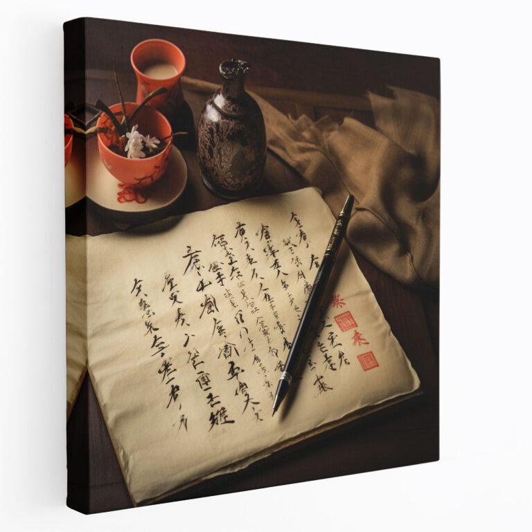 Asian Wall Decoration: Ancient Calligraphy Poetic Phrase Canvas Print - Asian, Canvas, Wall Decoration, Asian