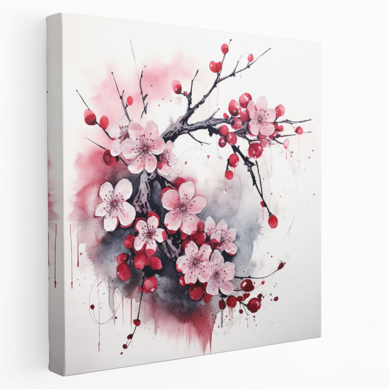 Asian Cherry Blossoms Canvas Print - Asian, Canvas, Cherry Blossoms, Wall Decoration