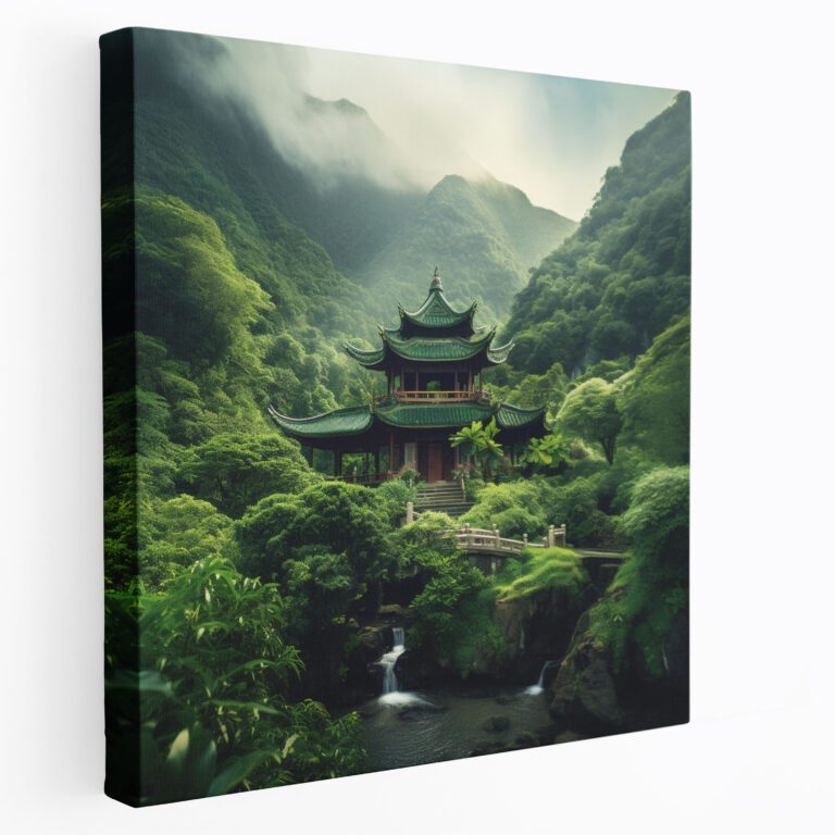 Asian Temple Canvas Print - Asian, Canvas Print, Canvas, Lush Green