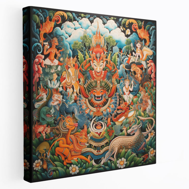 Asian Wall Decoration - Traditional Thai Mural Painting - Mythical Creatures, Canvas Print - Asian, Intricate Details, Mythical Creatures, Wall Art