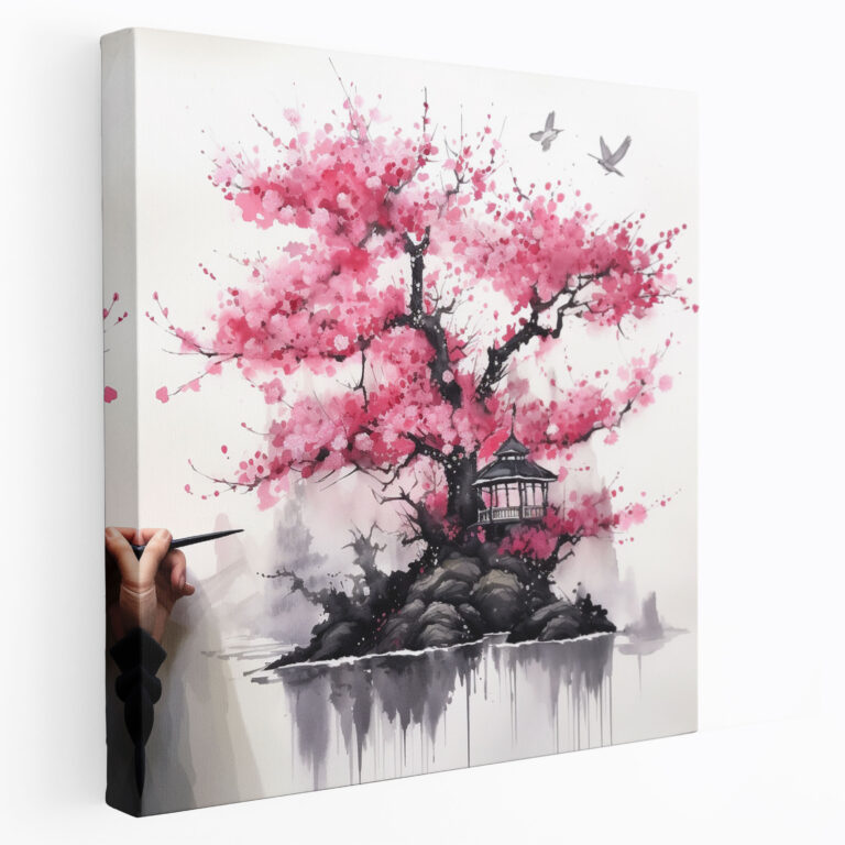 Asian Canvas Print - Cherry Blossom Tree Wall Art - Asian, Home Decoration, Canvas Print, Canvas