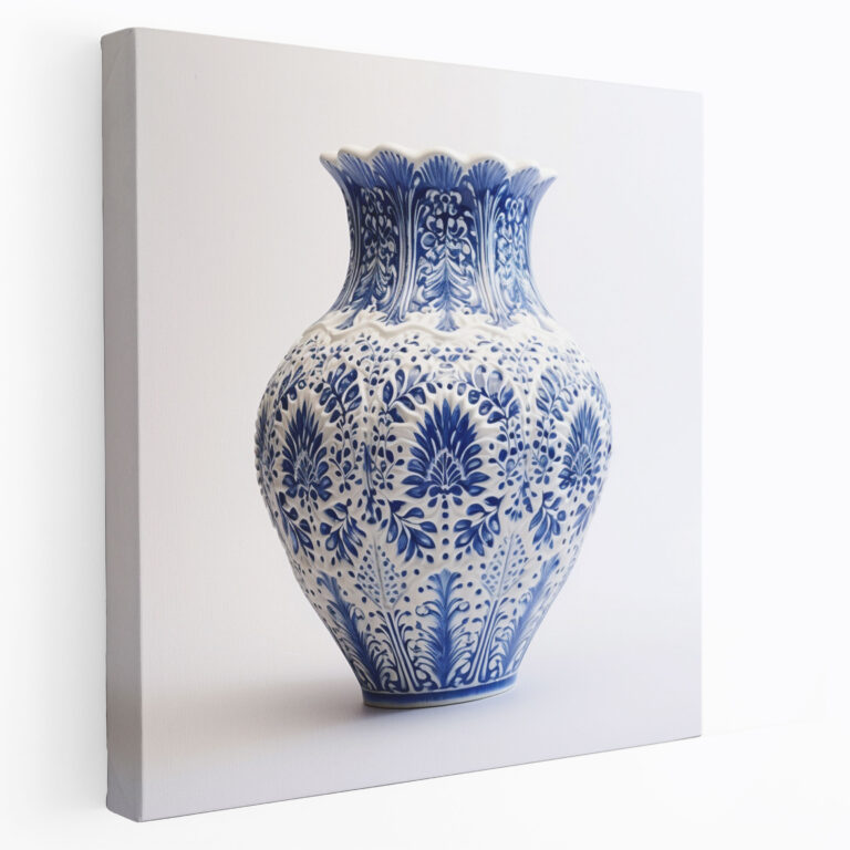 Asian Wall Decoration - Blue And White Ceramic Vase Canvas Print - Asian, Home Decoration, Blue And White Patterns, Canvas Print