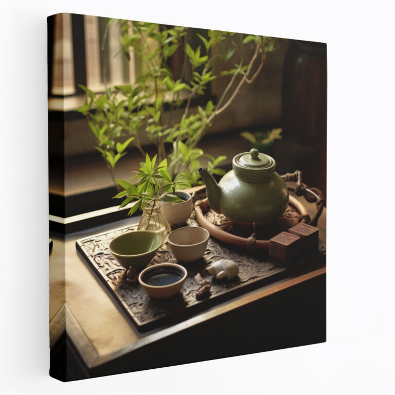 Asian Wall Decoration - Tea Ceremony Canvas Print - Asian, Home Decoration, Elegant Tea Sets, Canvas