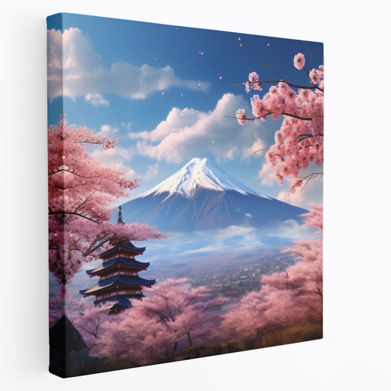 Asian Mount Fuji Canvas Print - Asian, Cherry Blossom, Canvas Wall Art, Mount Fuji