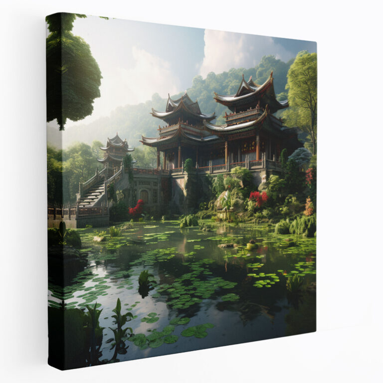 Asian Temple Wall Art - Asian, Serene, Lush Greenery, Wall Decoration