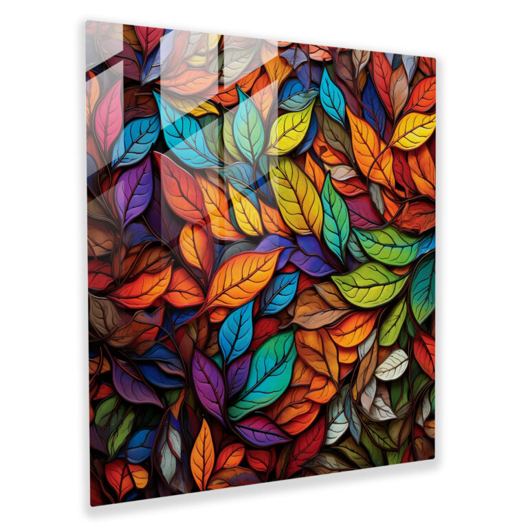 Autumn Mosaic Glass Print - Autumn, Autumn, Stained Glass-Inspired Artwork, Glass Wall Art