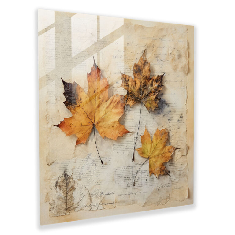 Autumn Poetry Glass Print - Autumn, Modern Art, Mixed Media Artwork, Glass Art