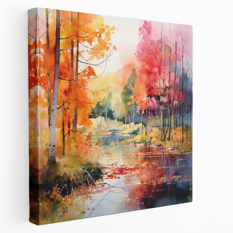 Autumn Canvas Print - Abstract Fall Foliage Wall Art - Autumn, Canvas, Wall Decoration, Watercolor