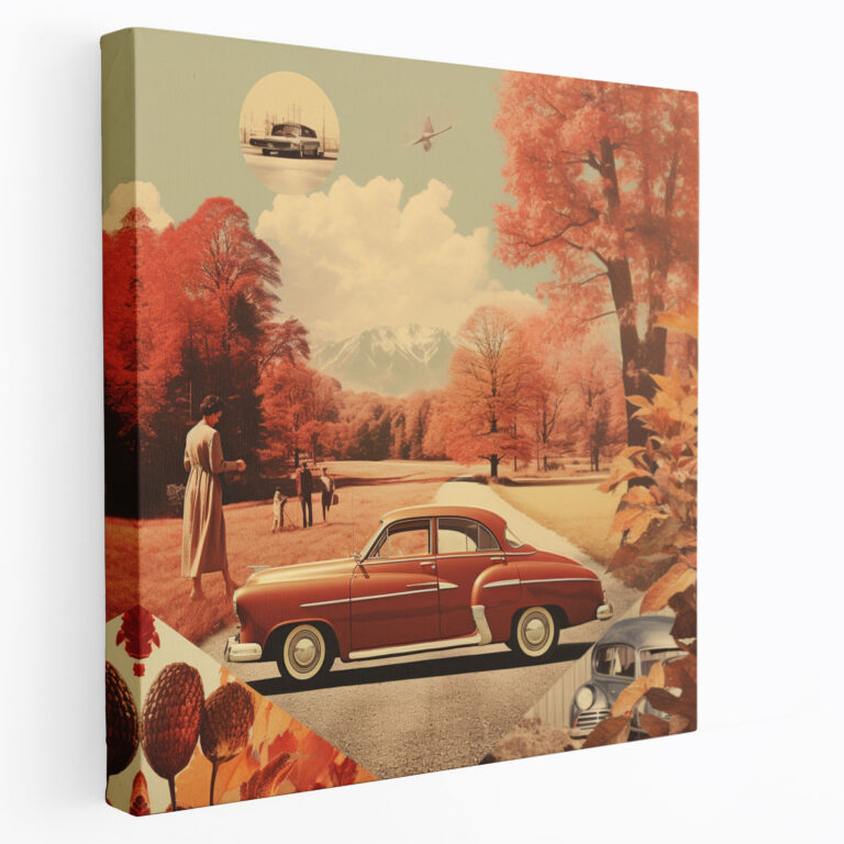 Autumn Wall Decoration - Retro Vintage Photographs Canvas Print - Autumn, Poster Design, Nostalgic Charm, Canvas