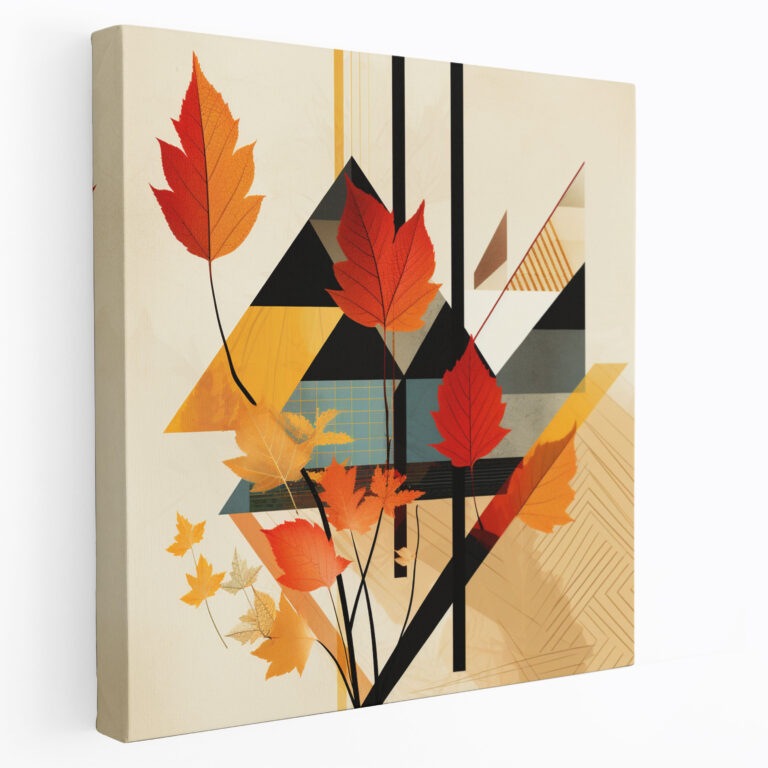 Geometric Autumn Leaves Wall Art - Autumn, Wall Decoration, Wall Art, Geometric Patterns