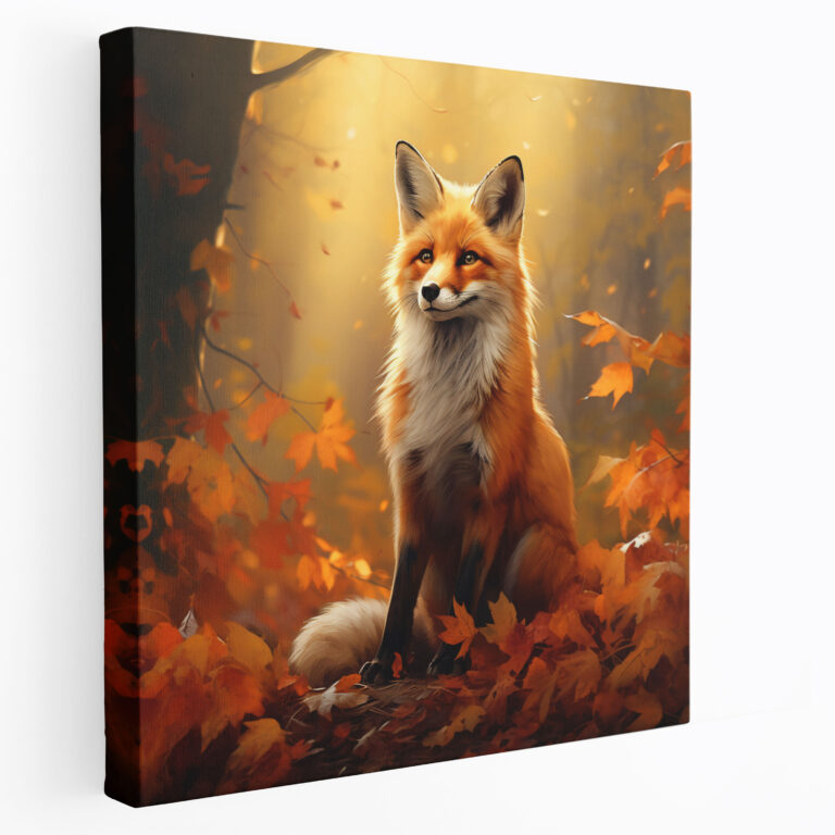 Autumn Fox Digital Painting Wall Art - Autumn, Autumn, Golden Leaves, Autumn Forest