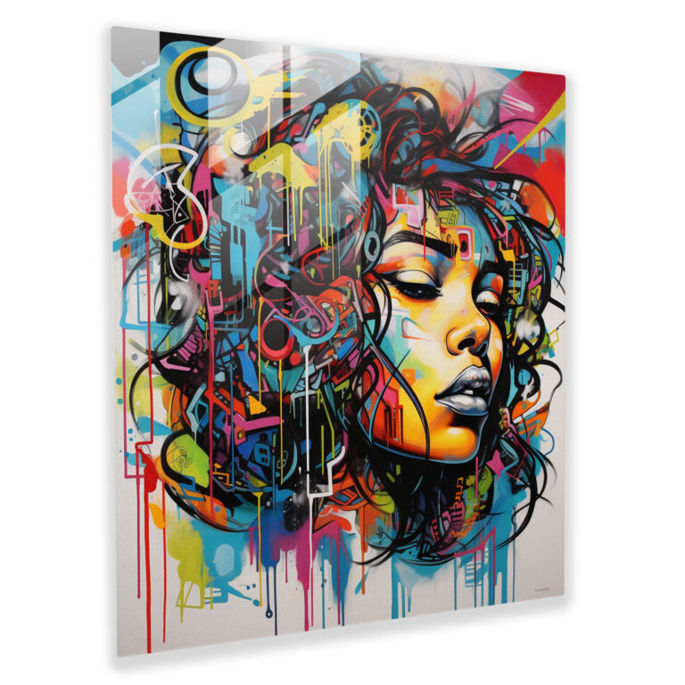 Urban Graffiti Glass Print - Basquiat, Glass Art, Wall Decoration, Glass Print