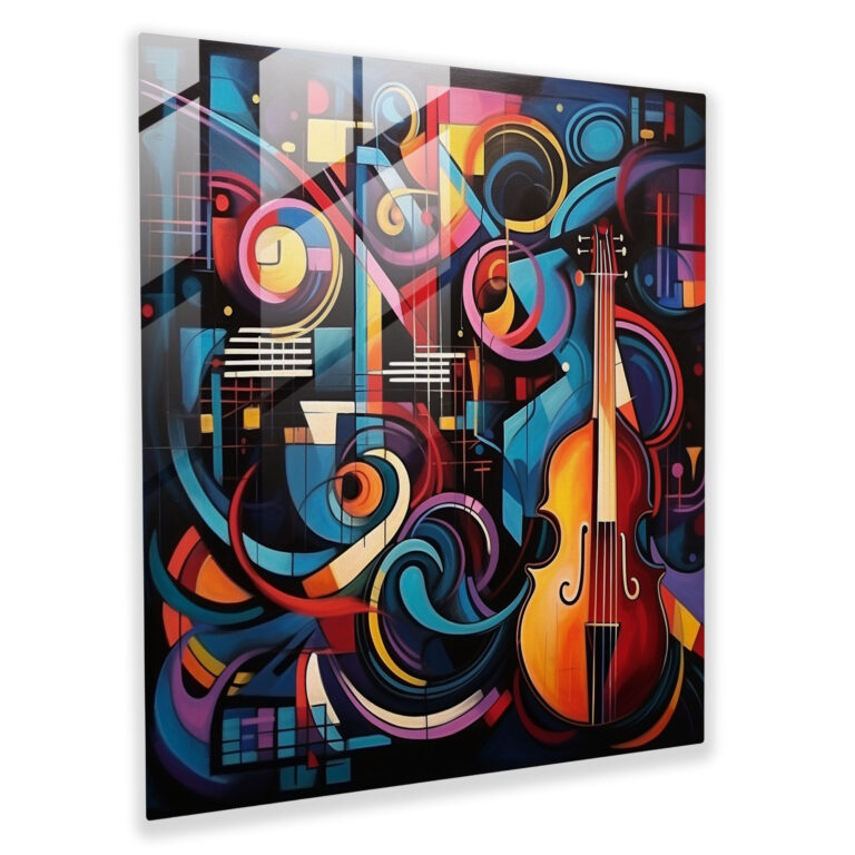 Musical Abstraction Glass Print - Basquiat, Rhythm, Shapes, Home Decoration