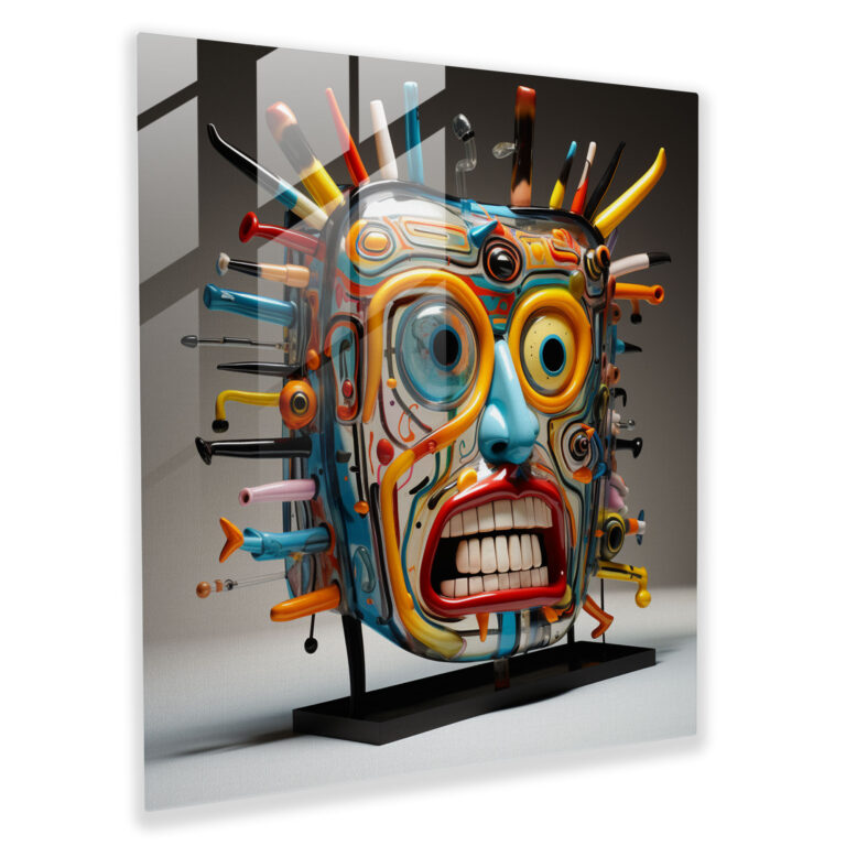 Whimsical Dreams Glass Print - Basquiat, Modern Art, Glass Print, Three-Dimensional Form