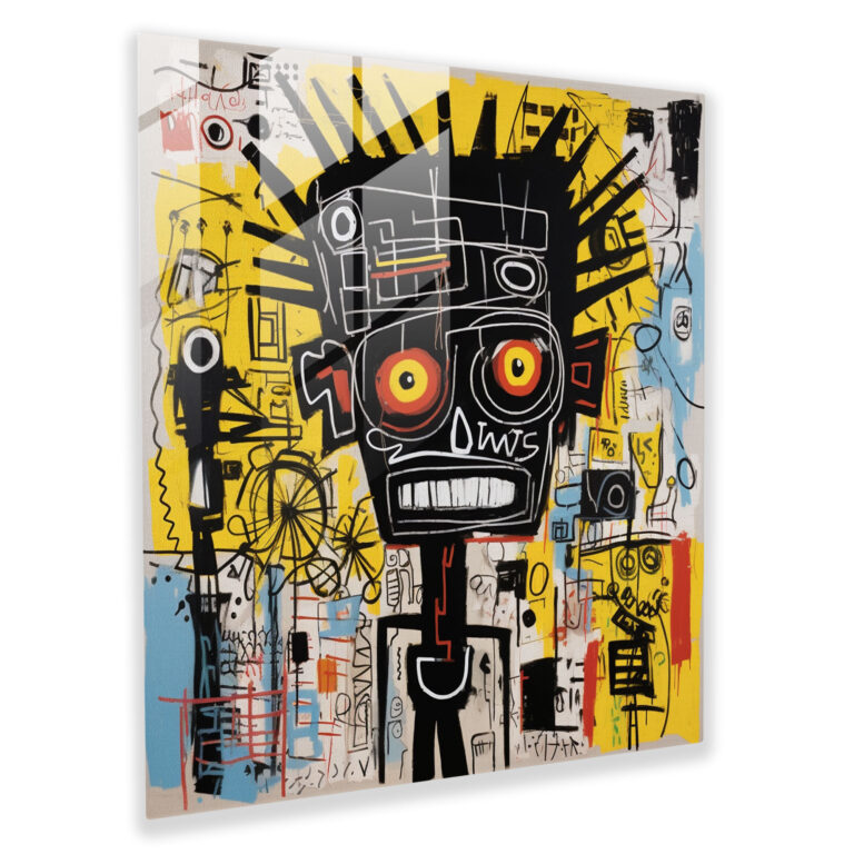 Typography Inspired Glass Print - Basquiat, Glass Wall Art, Wall Decoration, Powerful