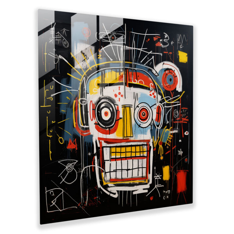 Symbolic Motifs Glass Wall Art - Basquiat, Glass Art, Home Decoration, Distinctive