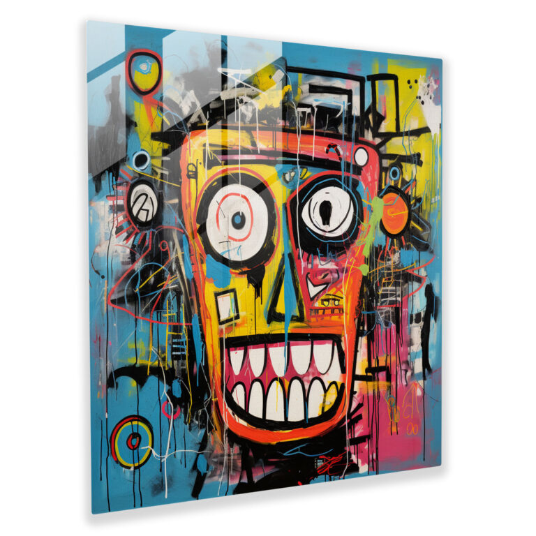 Basquiat-Inspired Glass Print - Basquiat, Glass Print, Glass Art, Glass Wall Art