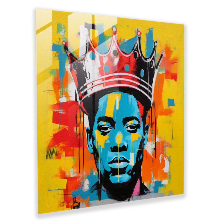 Basquiat Crown Glass Print - Basquiat, Bold Colors, Glass Art, Basquiat