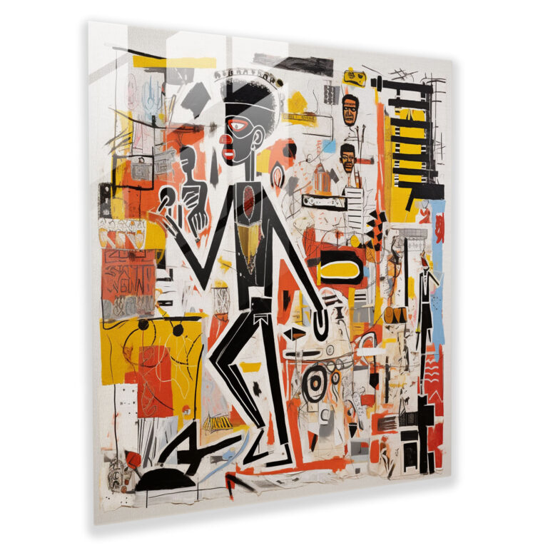 Basquiat Motifs Glass Print - Basquiat, Wall Decoration, Modern Art, Symbols