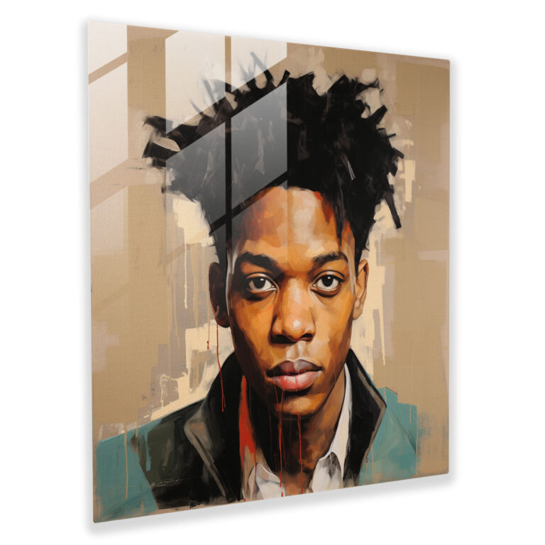 Basquiat Portrait Glass Print - Basquiat, Wall Decoration, Basquiat, Portrait