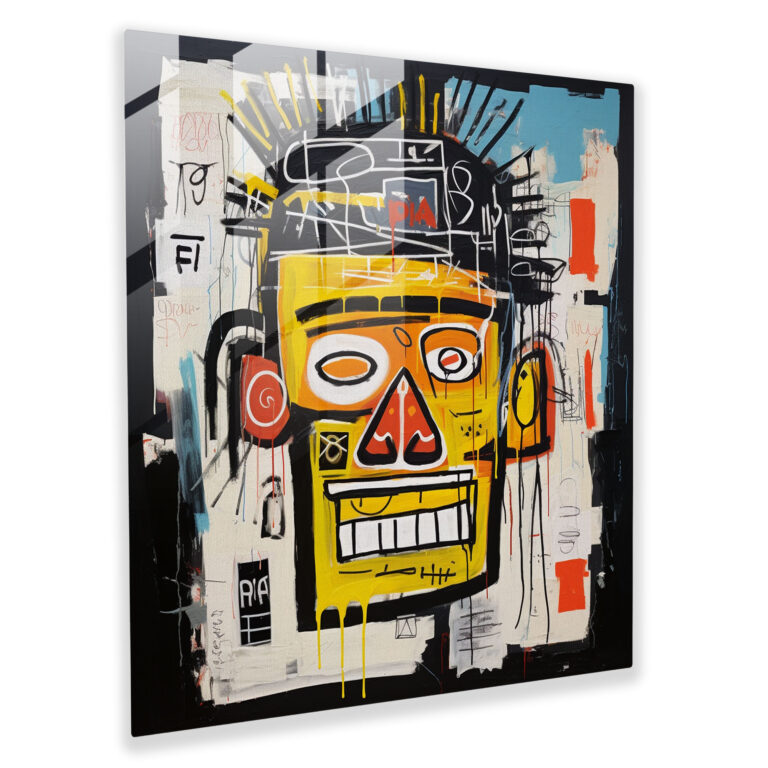 Basquiat Symbolism Glass Print - Basquiat, Abstract Forms, Basquiat, Glass Art