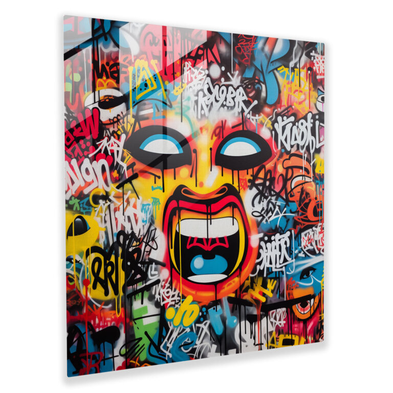 Basquiat-Inspired Glass Print - Basquiat, Street Art, Glass Wall Art, Graffiti Typography