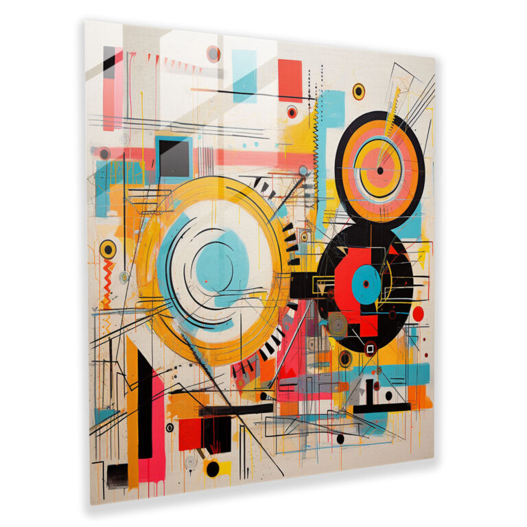 Basquiat-Inspired Glass Print - Basquiat, Home Decoration, Basquiat, Geometric Abstraction