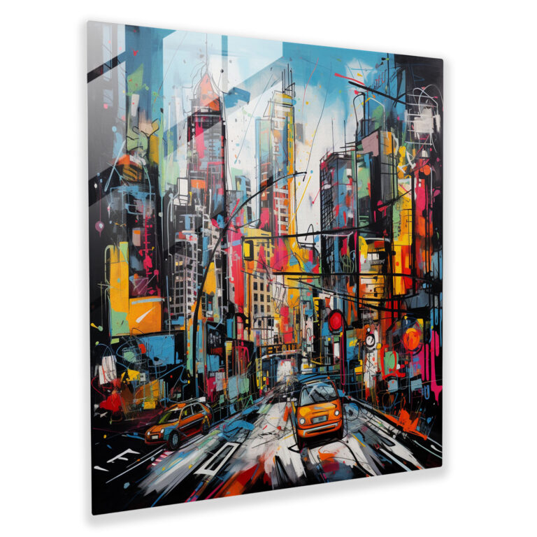 Basquiat Glass Print - Graffiti Cityscape - Basquiat, Energy, Modern Art, Basquiat